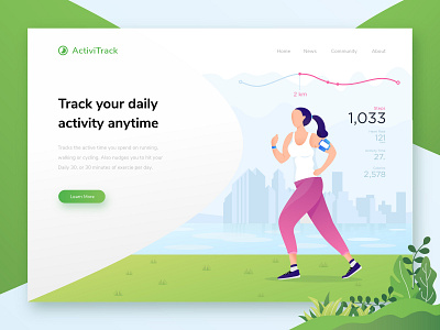 Activitrack - hero illustration exploration app header hero image illustration landing page navigation ui uiux vector