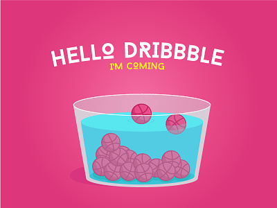 Hello Dribbble! dribblbe glass hello illustration pink pool water