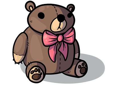 Mr. Snuggles animal art bear bow cute design digital drawing plushie