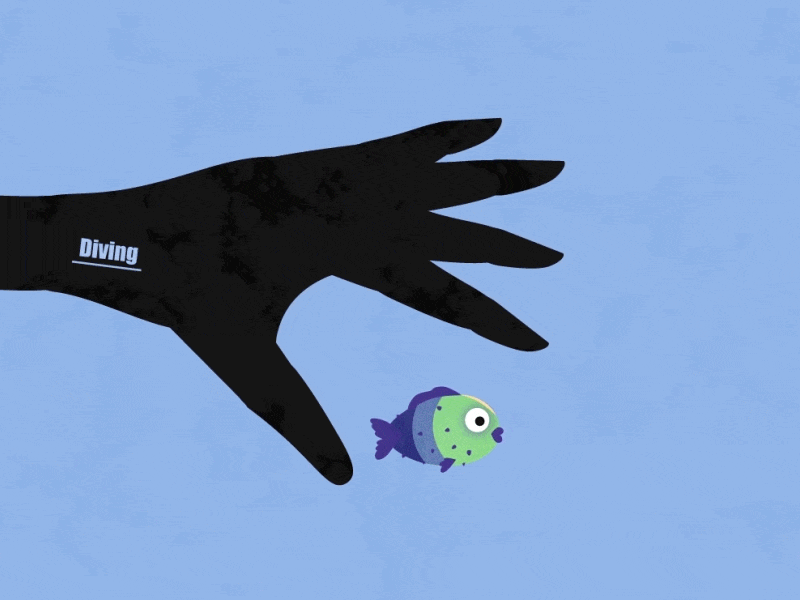 Fish and hand and diving