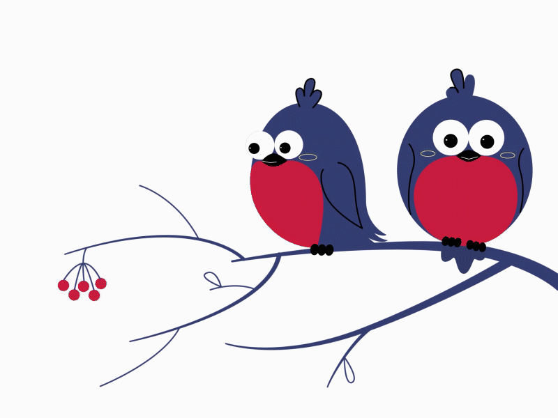 Birds on tree animated type animated video company bird character animation characterdesign cute flat loop modern stickers video explainer website