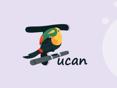 Tucan alphabet bird character design flat illustration minimal packaging ui vector website