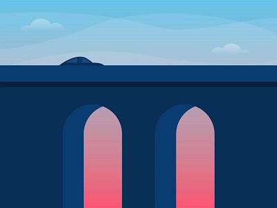 36 Days of Type: M 36days m 36daysoftype bridge car design dusk gradient illustration illustrator letter lettering type typography