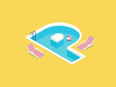 36 Days of Type: P 36days p 36daysoftype 3d beach design illustration illustrator isometric letter pool summer sunbathe swimmingpool type typography