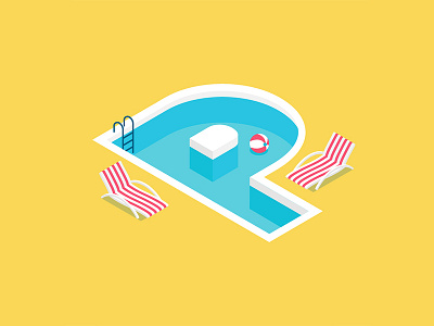 36 Days of Type: P 36days p 36daysoftype 3d beach design illustration illustrator isometric letter pool summer sunbathe swimmingpool type typography