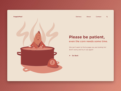 404 404 concept corn error page not found restaurant vegan