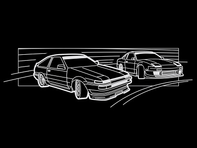 Trueno vs 180SX carson drifting graphic design illustration minimal vector