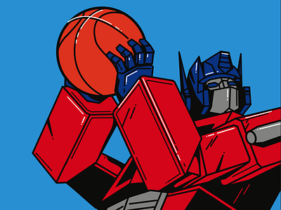 Air Prime autobot basketball design graphic design icon illustration optimus prime red robots sports transformers vector