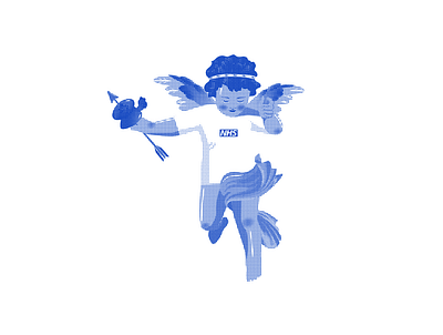 NHS Cupid blue corona coronavirus cupid graphic design illustration love minimal nhs stayathome supreme vector