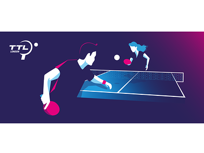 Table Tennis League - Illustration clean flat graphic design illustration illustrator minimal ping pong purple sports table tennis ui vector website website concept