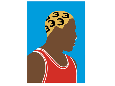 Dennis Rodman - Portrait basketball chicago bulls flat graphic design illustration michael jordan minimal portrait vector