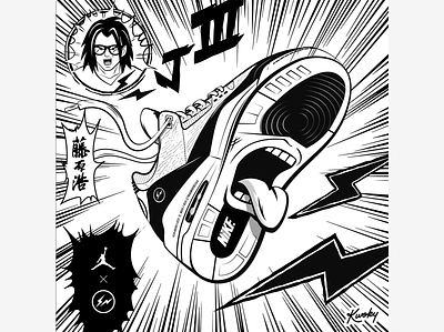 Air Jordan 3 x Fragment graphic design illustration jordans manga mangaart minimal nike air sneakerhead sneakers typography vector