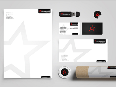 Cineworld - Rebrand 2d branding business card design flat graphic design icon letterhead logo minimal stationery design typography vector