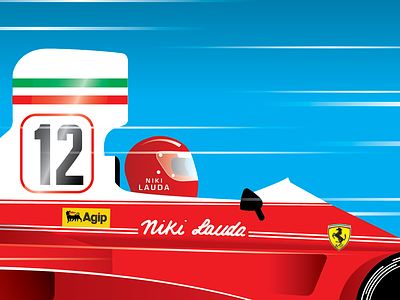 Niki Lauda - RIP 2d cars character clean design faces flat graphic design illustration minimal racecar sports vector