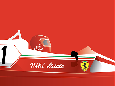 Niki Lauda - RIP 2d car design flat formula1 graphic design illustration minimal red sports vector vectors