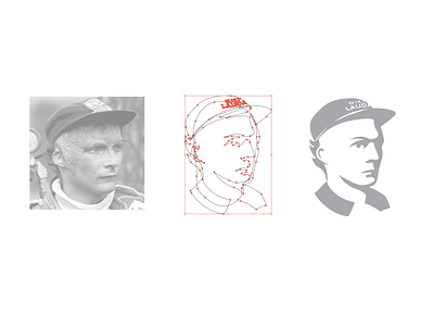 Niki Lauda - Icon Process 2d black white character clean design faces flat graphic design illustration logo minimal portrait vector