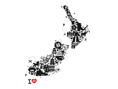 New Zealand Map 2d black white design flat graphic design icon illustration map minimal new zealand vector