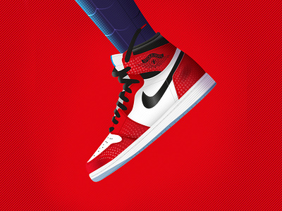 Air Jordan 1 - Spiderman 2d air jordan basketball design graphic design icon illustration marvel nike nike air sneakerhead sneakers spiderman vector