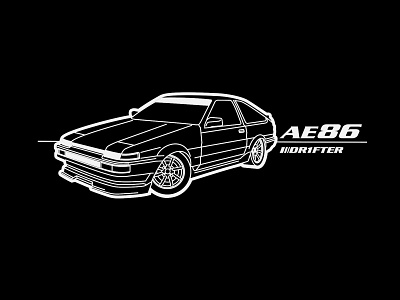 Trueno AE86 2d car clean design drift drifting graphic design illustration lineart minimal toyota trueno type typography vector