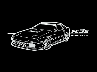 Mazda RX-7 FC3S car drift drifting graphic design illustration lineart mazda minimal racing rotary rx7 vector