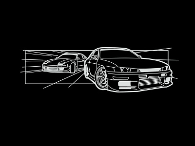 S14 vs 180sx 2d car design drift drifting flat graphic design illustration lineart minimal motorsports nissan racing vector