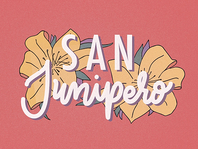 San Junipero color flowers handmade lettering logo sketch typography vector