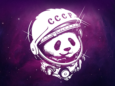 T-Shirt Print for Pandadoc astronaut character helmet illustration panda pandadoc space universe ussr vector white