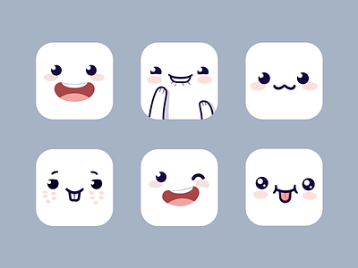 Cute iOS Icons anime app character chibi clean cute emoji flat icon ios smile smiley