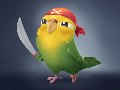 Pirate Parrot bird character clean cute game mad parrot pirate sword