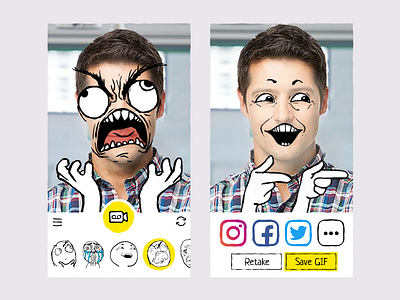 Memes App app cute draw drawing face gif ios meme rage selfie ui