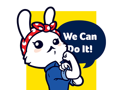 Motivational Bunny bunny character clean cute motivational poster rabbit retro vector