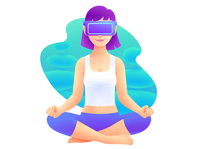 VR Headset Illustration 2 augmented business gesture girl headset illustration reality vr woman