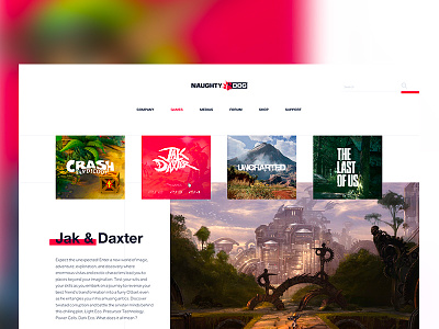 Naughty Dog (redesign) blue game jak and daxter naughty dog red redesign ux-ui webdesign website