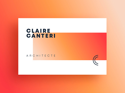 Claire Canteri Architecte architect business card coral dark blue design gradient identity design logo minimal monogram logo orange red