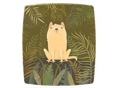 Dog in the jungle dog drawfordogs illustration jungle plants vector wild