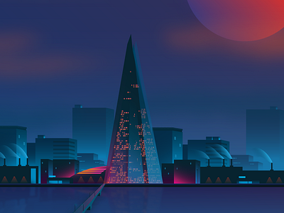 The Shard London city illustration london neon scape vector web