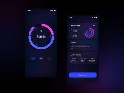 Deepdive (App for sleep) 2018 app dark app design flat sleep ui ux