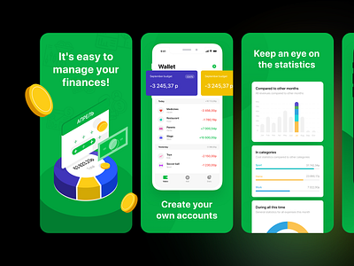 Screenshots for Cashflow (Financial App) 2019 app appstore art aso design flat illustration onboarding screenshots ui