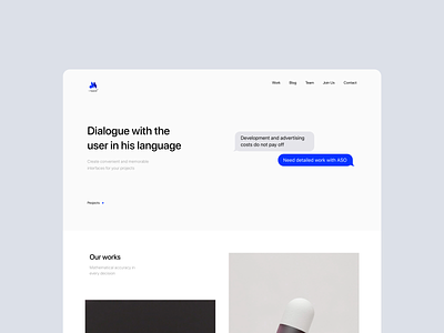 Ayem v.1 — Landing for Design Studio 2020 agancy blue chat clean design flat homepage interface landing minimalism portfolio studio ui ux web webapp website