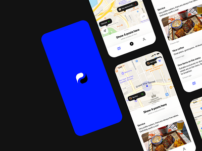 AroundMe — Social network for travelers app around blue caffee clean dark ios iphone list logo map messege rate reviews splashscreen travel ui ux