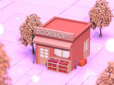 Bookshop 3d 3d artist app cinema4d illustration isometric