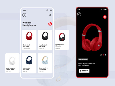 Beat Shop app beats beats by dre by dre mobile mockup rebound transition ui user experience ux