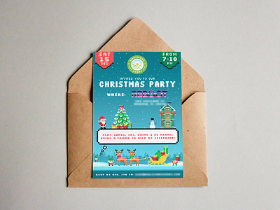 Company Christmas Party Invitation christmas design gaming invitation print design retro