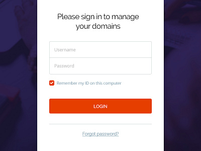 Login page for an Admin panel domain form login manage password username