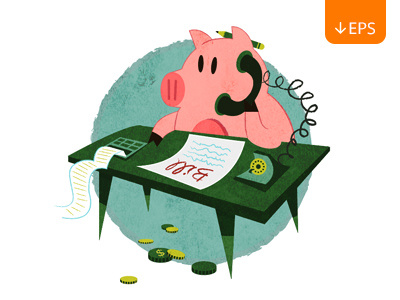 A cute little piggy that sucks... bills callcenter calls download eps feedback flat free illustation pig