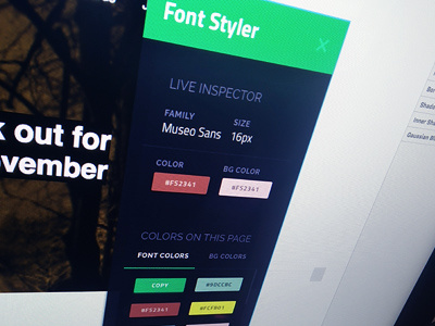 Font Styler : Chrome Plugin chrome css extentions font sidebar style swatches tool