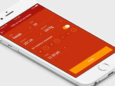 Tracking screen for a Running app clean form fresh material mobile orange run