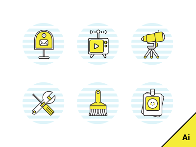 Free Basic Icons download free fun kids line icons media play settings vector yellow