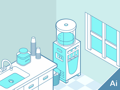 Isometric Office Corner corner filter isometric kitchen office water waterfilter