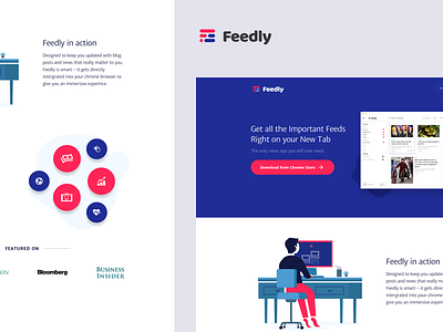 Lander for Feedly blue chrome colors extension feed feedly lander website